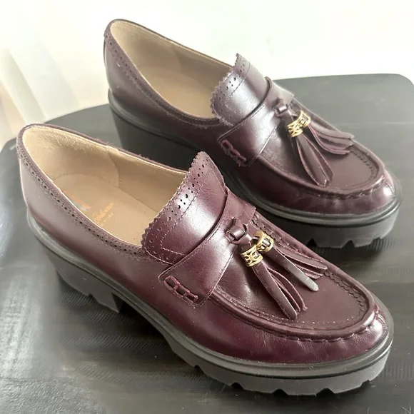 Sam Edelman Women's Meela Leather Platform Loafers Color: Deep Garnet 
Size 8.5 - Picture 2 of 7